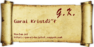 Garai Kristóf névjegykártya